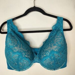 Third Love Size 40F Lace Contour Plunge Bra Turquoise